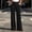 Black, variant on Women’s Front-Stitch Flared Wide-Leg Pants, Single-Button Waist & Tailored Cut for Leisure District Casual Stroll Days Green M