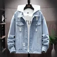 thumbnail image 3 of Chaqueta vaquera vintage con agujeros y rotos para hombre, abrigo vaquero holgado con botones y marca de moda de tela con estética Joker para hombre, 3 of 5