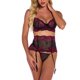 thumbnail image 3 of Conjunto de lencería Sujetador de encaje Panty Ligas Correa Conjunto con aros Tmvgtek para mujer Rojo T L, 3 of 5