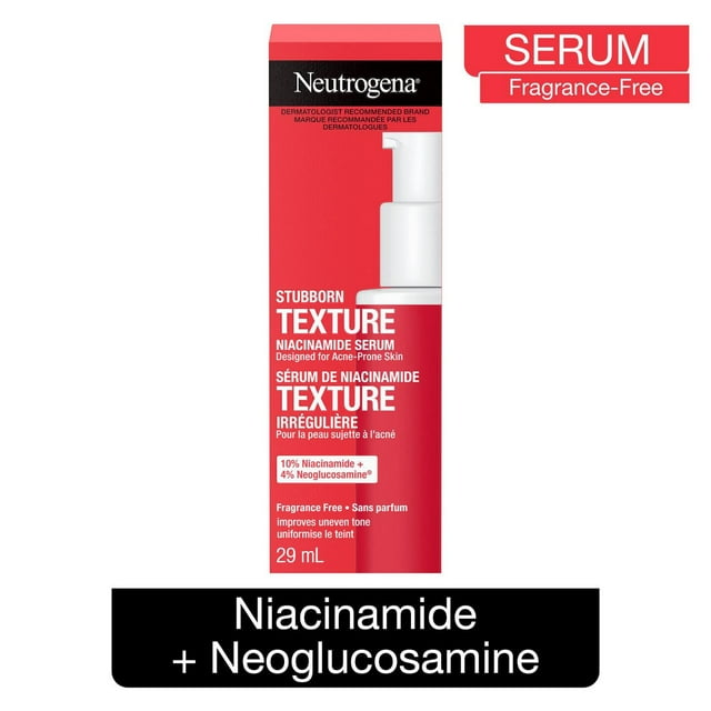 Neutrogena Stubborn Texture Niacinamide Serum, Paraben Free, Improve Uneven Skin, Facial Exfoliator, Fragrance-Free