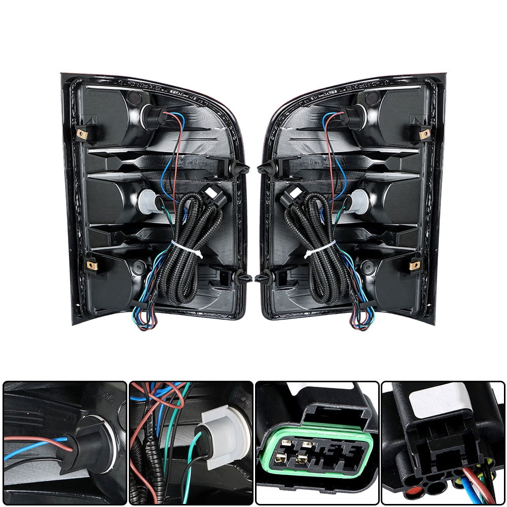 LABLT Rear Tail Lights Lamps LH+RH W/Bulb For 07-13 Chevy Silverado 1500 2500 3500 HD