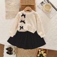 thumbnail image 4 of Mnyotv Spring Fall Clothes for Girls Long Sleeve Bow Tops and Skirts 2Pcs Sets Back to School Outfits Size 4Y, 4 of 6