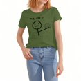 thumbnail image 2 of NAMTYQX Womens Graphic T Shirts Print Plus Size Hawaii Short Sleeve Stretch Scoop Neck Loose Fitting Cool Patterned Summer Tops for Women 2025 Army Green Size S, 2 of 5