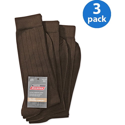 Dickies Men's Microfiber Nylon Crew Work Socks with Massaging Bars, 3