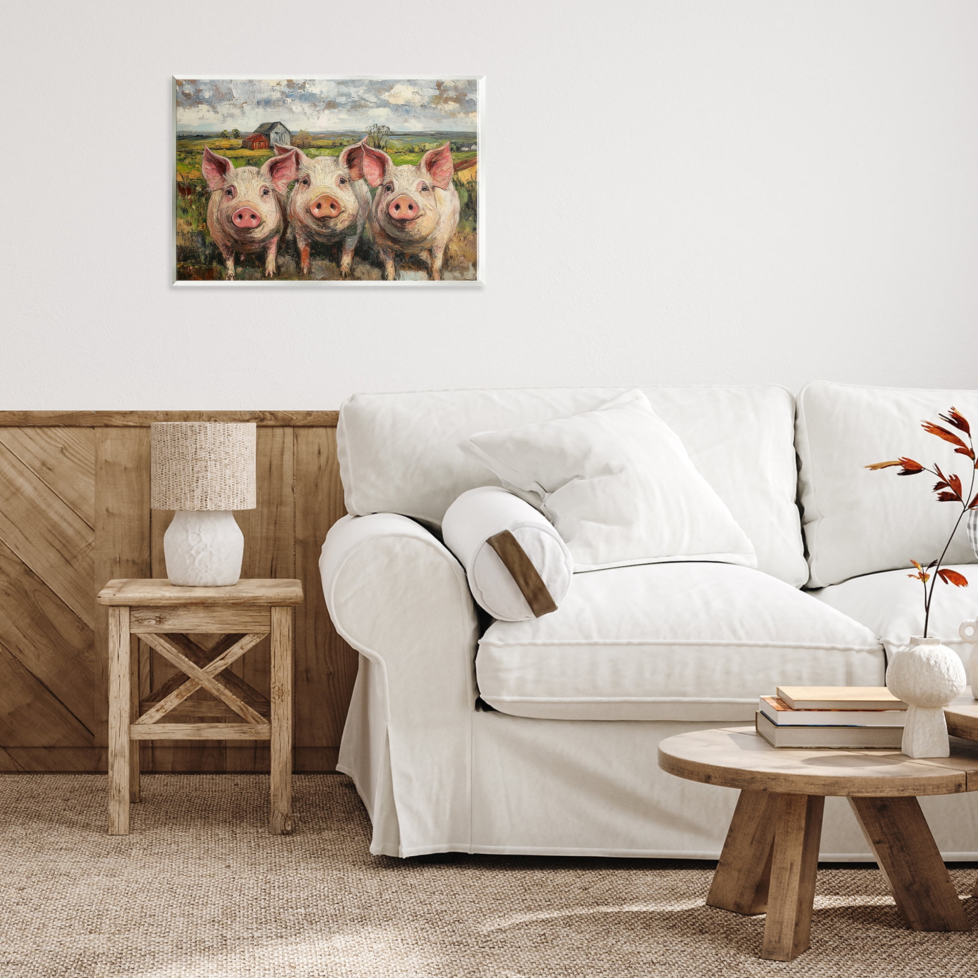 Stupell Industries Classic Barnyard Pigs in Countryside Wall Plaque Art, design by Petal Prints Design