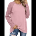 thumbnail image 3 of Sudadera Ligera de Larga con Cuello Redondo y Diseño Raglán con Bloques de Color para Mujer Rosa M, 3 of 10