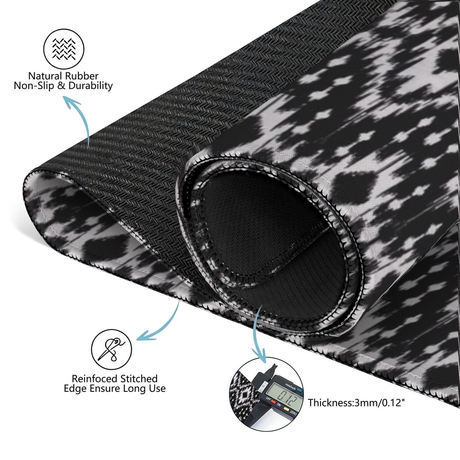 Decorative Boho Inspired Non-Slip Table Mat for Mahjong 31.5 Inch Square Rubber Surface Reduces Tile Noise for Card Games Board Games and Game Nights