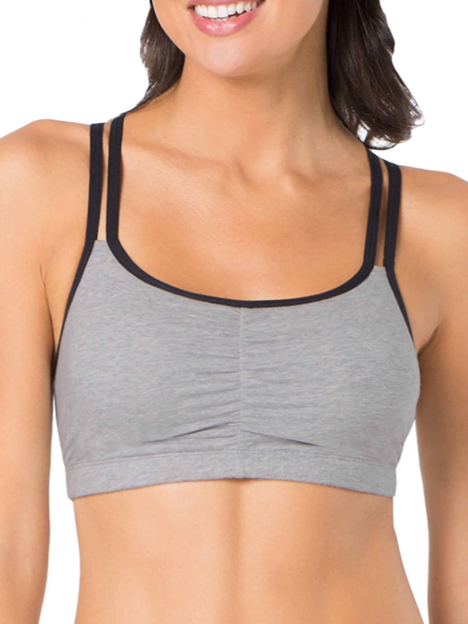 Fruit of the Loom Women's Spaghetti Strap Cotton Sports Bra, 3-Pack, Style-9036