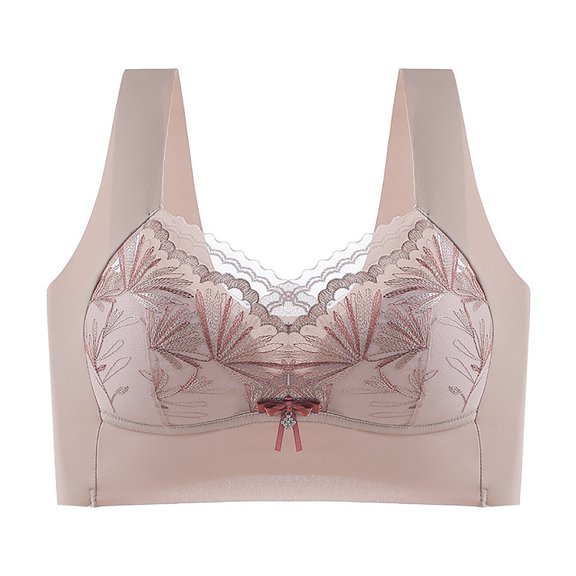 Nilvkv Posture Support Bra, Push Up Bra, Lace Shaping Comfort Wireless Push Up Anti Sag Lift Side Support Breathable Everyday Bra Pink 44DE