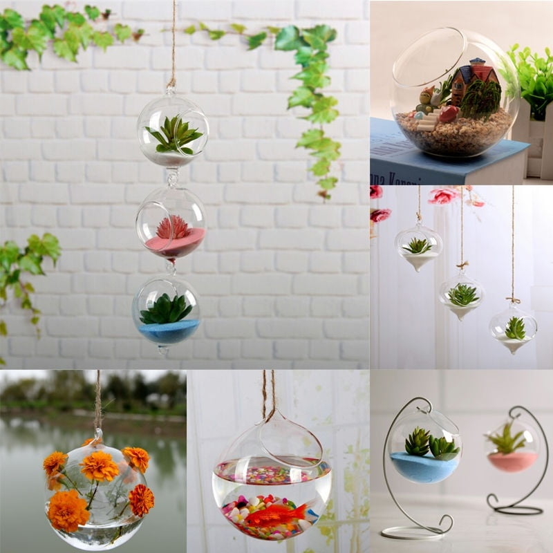 Round Globe Ball Glass Hanging Plant Terrarium Flower Vase Pot Wedding Decor New 