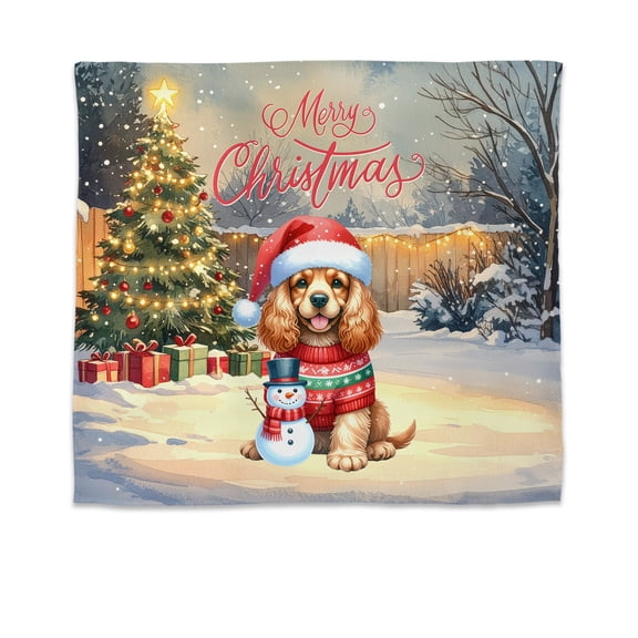 Merry Christmas Woofmas Xmas Noel Cocker Spaniel Santa Snowman Tapestry Cockers Dog Lover Gifts Wall Hanging Backdrop Home Decor - 13016