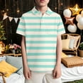 thumbnail image 2 of SGMVNU Boys Button T Shirts Trendy Casual Tops for Boys 2 Short Sleeve Shirts Lapel Collar Printed Dressy Blouse Kids Summer Outfit(Size 7-8 Years,Stripe#3), 2 of 4