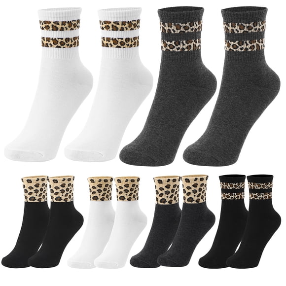 unbranded 6 Pares De Calcetines Deportivos De Animal Print Leopardo Para Mujer