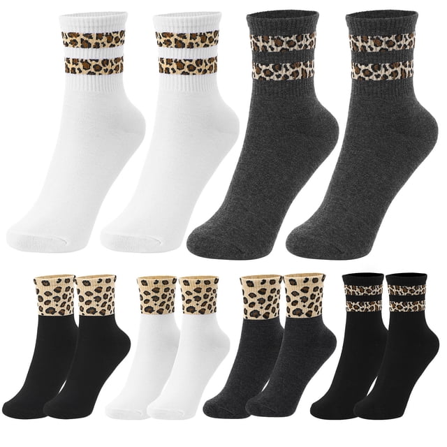 unbranded 6 Pares De Calcetines Deportivos De Animal Print Leopardo Para Mujer