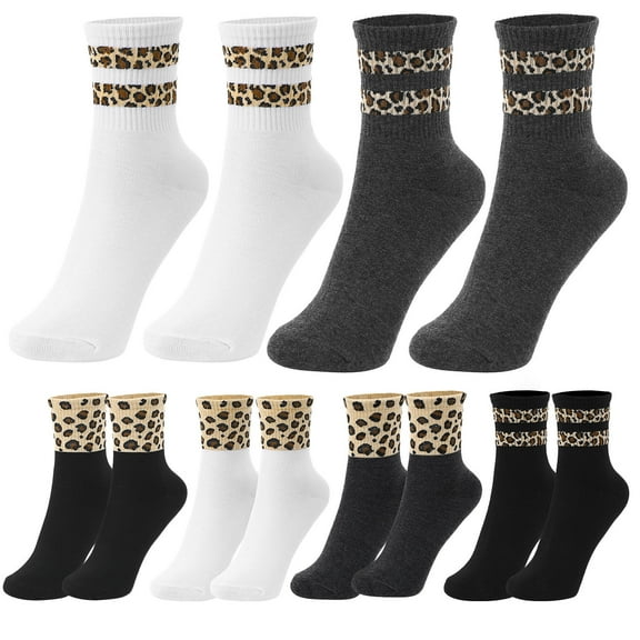 Hemoton 6 Pairs Leopard Print Fluffy Socks Leopard Print Socks Man 27.00X9.50X0.80CM