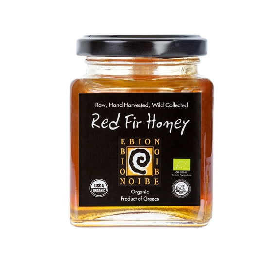 Ebion Organic Red Fir Honey from Greece, 250g Glass Jar