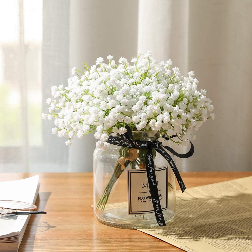 Mandy's 10pcs White Babys Breath Artificial Flowers Fake Flowers Bulk of babysbreath for Home Wedding Party Decoration