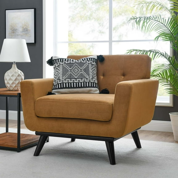 Modway Engage Performance Velvet Armchair in Cognac