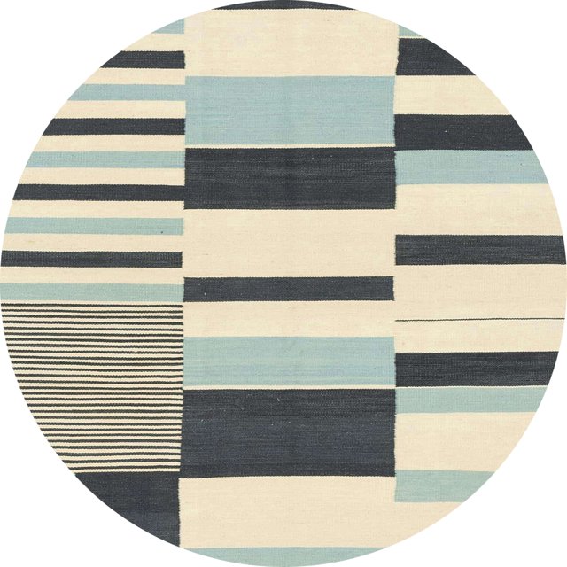 Ahgly Company Tapis d'Intérieur Rond Abstrait Vanille Or Zone Abstraite, 7' Rond