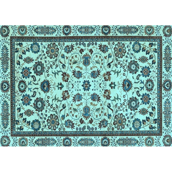 Ahgly Company Indoor Rectangle Abstract Light Blue Modern Area Rugs, 6' x 9'