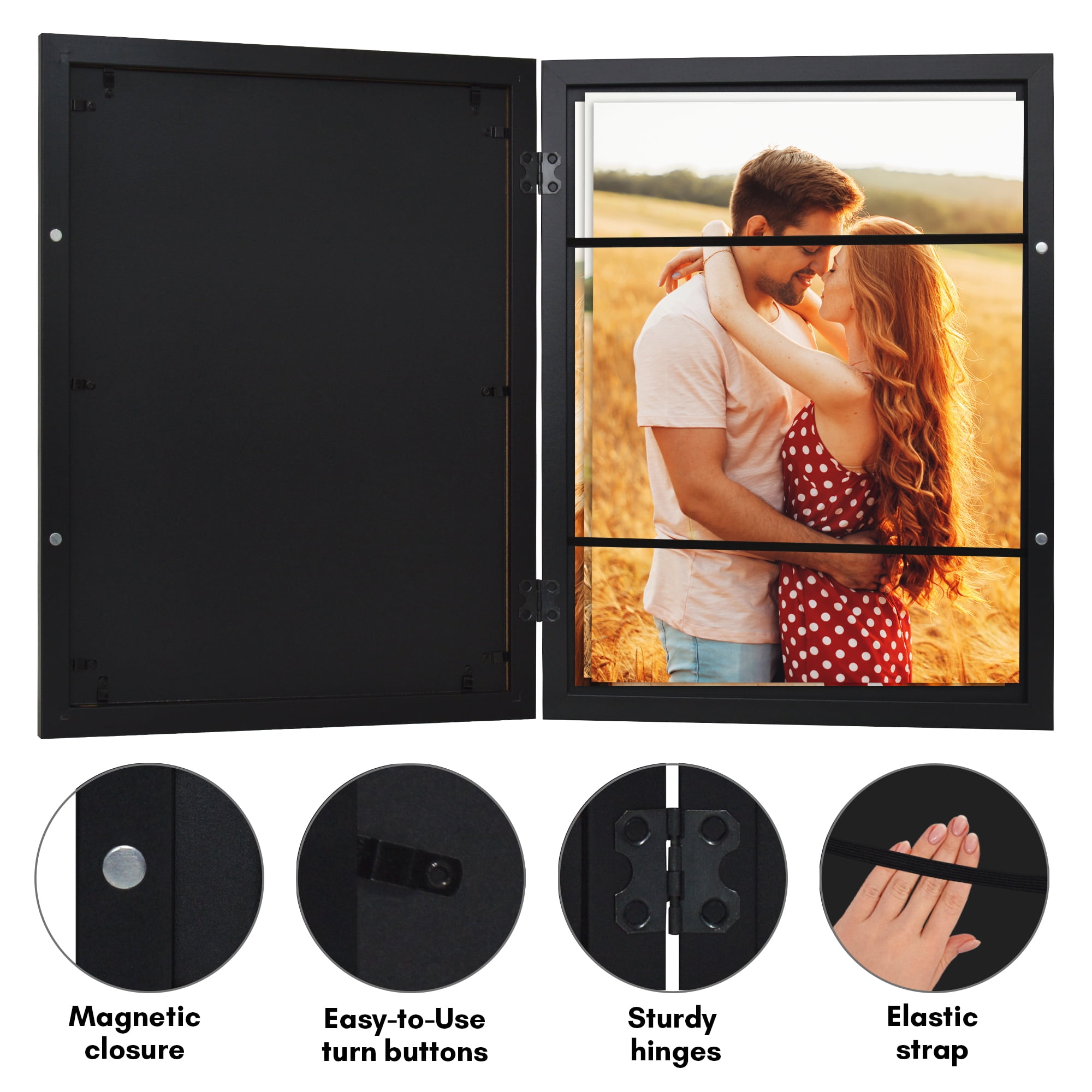 Americanflat 12x16 Picture Frame with Polished Plexiglass Storage Quick Change Frames Holds Photos - Black