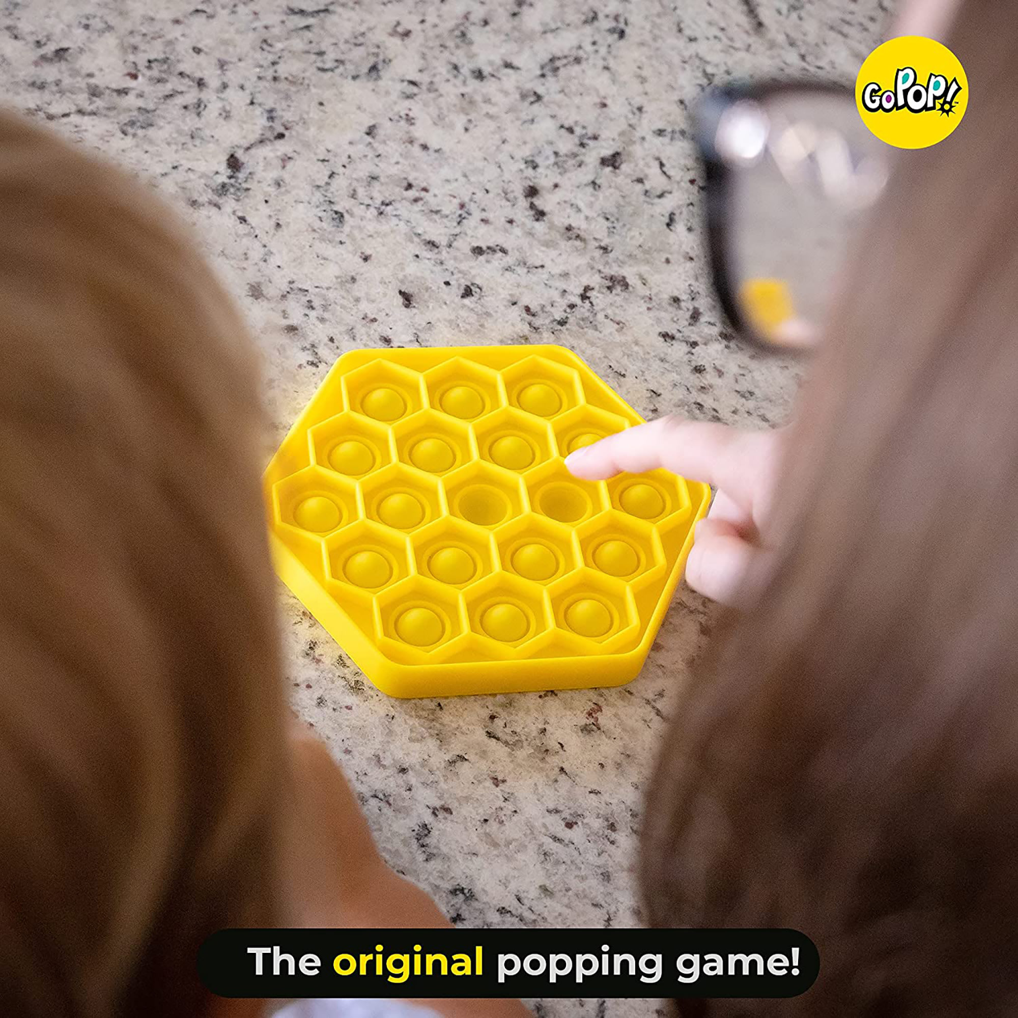 Go Pop! Hexo: Yellow - The Original Popping Game, 3IN1: Fidget Toy, Solo, 2 Player - Ages 5+, 1-2 Players