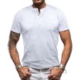 thumbnail image 2 of Domuza Mens Henley Shirts Short Sleeve Casual Stylish T Shirts Lightweight Summer Basic Tee Tops White XL, 2 of 5