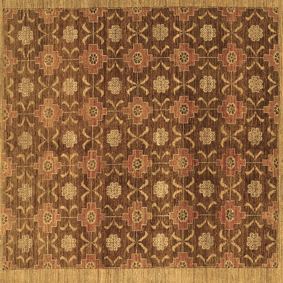 Ahgly Company Indoor Square Abstract Brown Contemporary Area Rugs, 6' Square