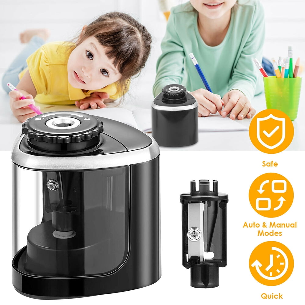 Automatic Pencil Sharpener, Electric Pencil Sharpener, Battery Operated Sharpener for School Office Classroom Kids, Black