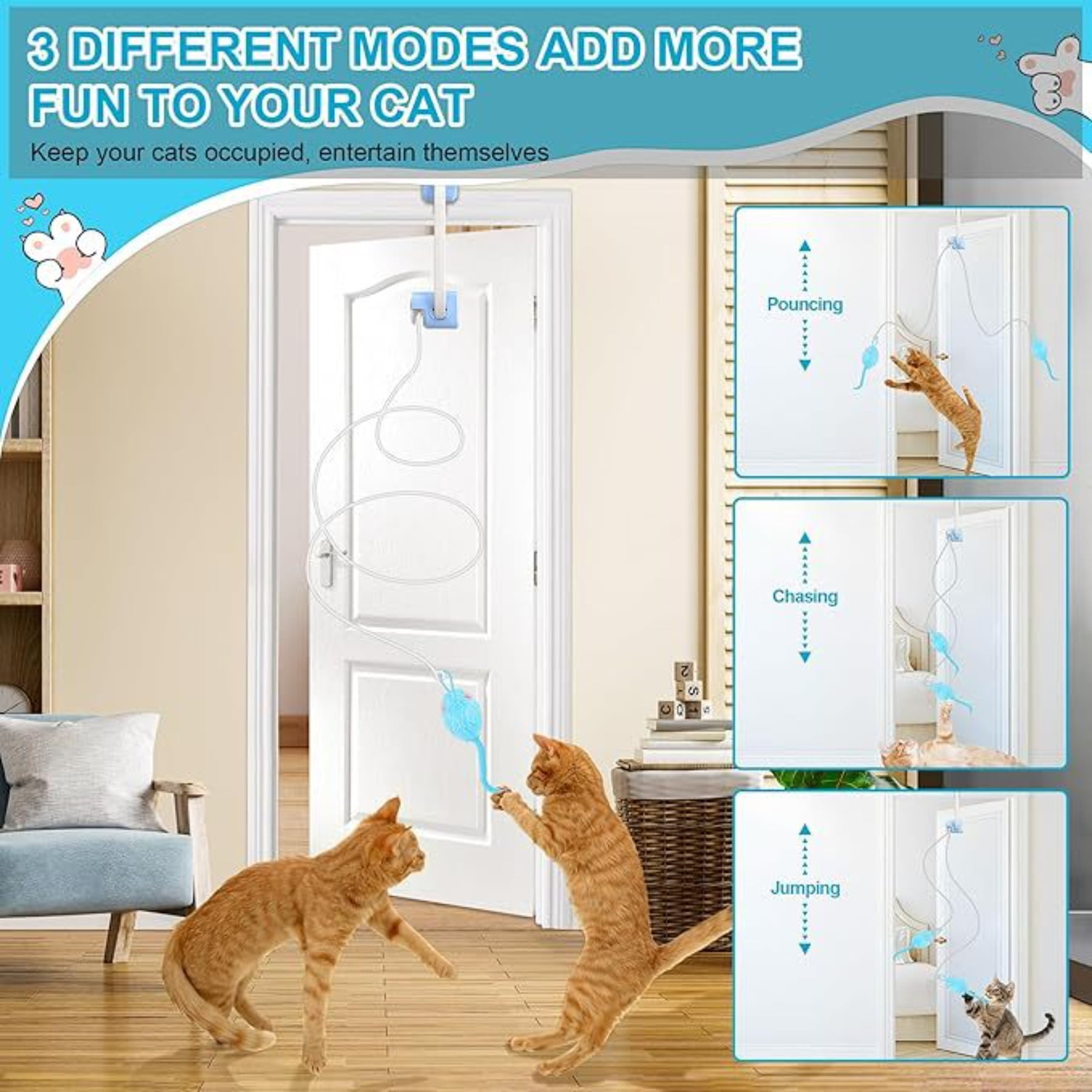 Remote Control Cat Toy Electric Bouncing Mouse Yo Yo with Door Clip for Active Cats Playtime