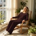 thumbnail image 5 of Atkumj 2 Piece Sweatsuits for Women Soft Crew Neck Long Sleeve Tops and Wide Leg Pants Ribbed Knit Sets Two Piece Versatile Solid Color Slim Fit Loungewear Sets Woman XL, 5 of 9