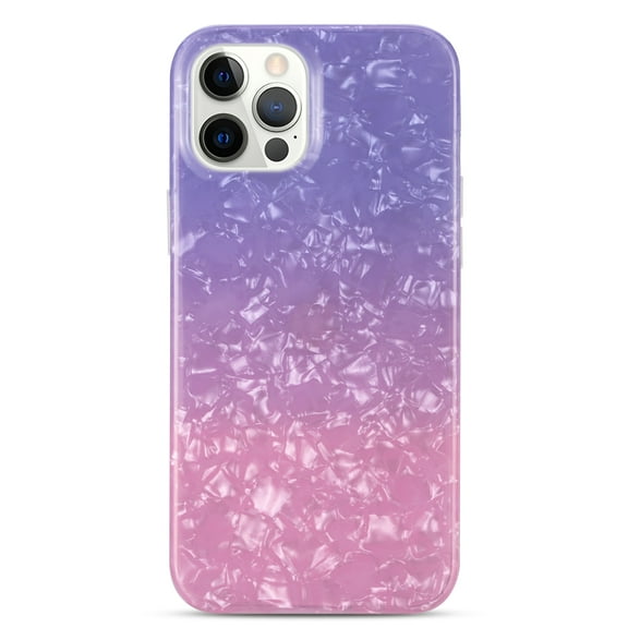 iPhone 13 Case, 6.1 Inch, Soft TPU Gradient Gloss Shell Cover Pattern Case for Apple iPhone 13, Purple Pink