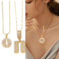 thumbnail image 2 of Full 26 Letter Pendant Necklace Women's Copper Round Flower Letter Set 2pc, 2 of 6