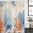 thumbnail image 3 of Small Stall Shower Curtain 48x72 Inch Narrow Half Size Orange Navy Blue Coral Bath Curtains Bathroom Decor, Summer Beach Coastal Retro Waterproof Fabric Shower Curtain Set with Hooks 48 Inch, 3 of 6