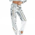 thumbnail image 1 of Womens Loose Pockets, Elastic Waist, Shiny Party Style Leather Pants, 1 of 1