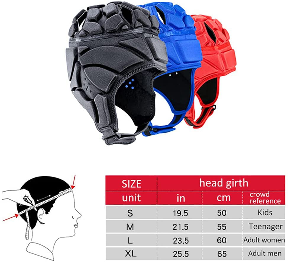 Goalkeeper Helmet Youth & Adult Sizing Rugby Headguards Soft Padded Headgear with Sunshield Soft Shell Rugby Flag Football Helmet Soccer Goalie Epilepsy Head Fall Protection 