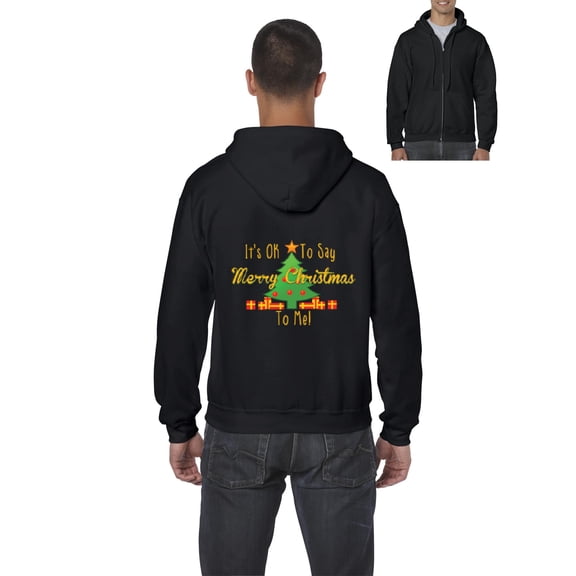 MmF - Men's Sweatshirt Full-Zip Pullover - It is OK to Say Merry Xmas To Me