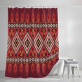 thumbnail image 4 of Red Retro Boho Extra Long Shower Curtain Set, Waterproof Shower Curtains for Bathroom, Vintage Ethnic Tribe Abstract Art Washable Fabric Bath Curtain for Bathtub Decoration with Hooks 72x96 Inches, 4 of 9