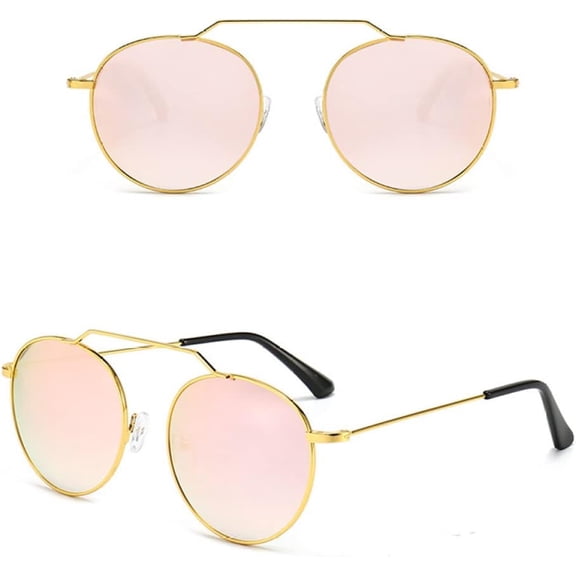 vintage Round woman Sunglasses alloy frame mirror glasses sun women Black Oversize