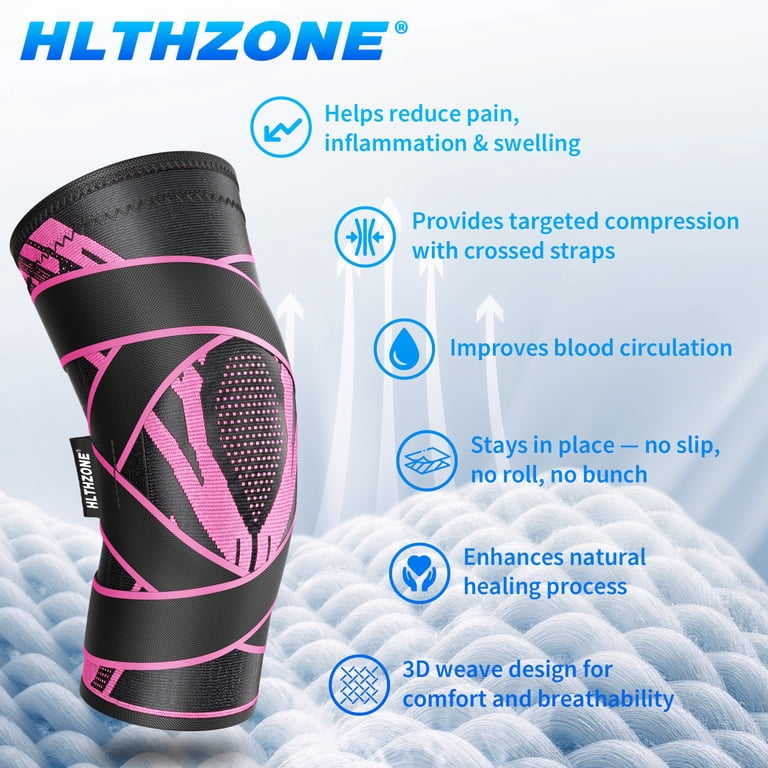 HLTHZONE Knee Brace, 4-Strap Adjustable Compression with Copper photo 3