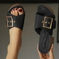 thumbnail image 5 of LOVZFMLL Chunky Sandals for Women 2025 Summer Buckle Slip On Open Toe Heels Sandals for Casual Outdoor Beach Vacation Wedge Sandals Black 7.5, 5 of 7