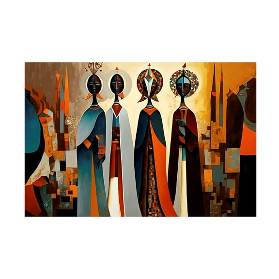 Canvas Wall Art - Ray Heere 'Mid Century Celebration Of All Cultures 1' Wall Art for Living Room, Bedroom, or Office Décor by Trademark Fine Art - 19 x 12 Inches