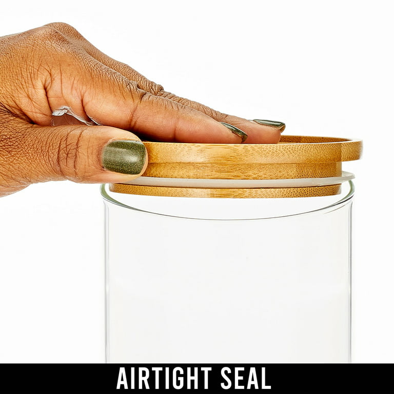 Glass Kitchen Canister with Airtight Bamboo Lid