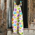 thumbnail image 2 of Kaemgyyd Easter Overalls for Women Summer Fashion Sleeveless Casual Jumpsuit Loose Adjustable Straps Print Romper with Pockets, 2 of 5