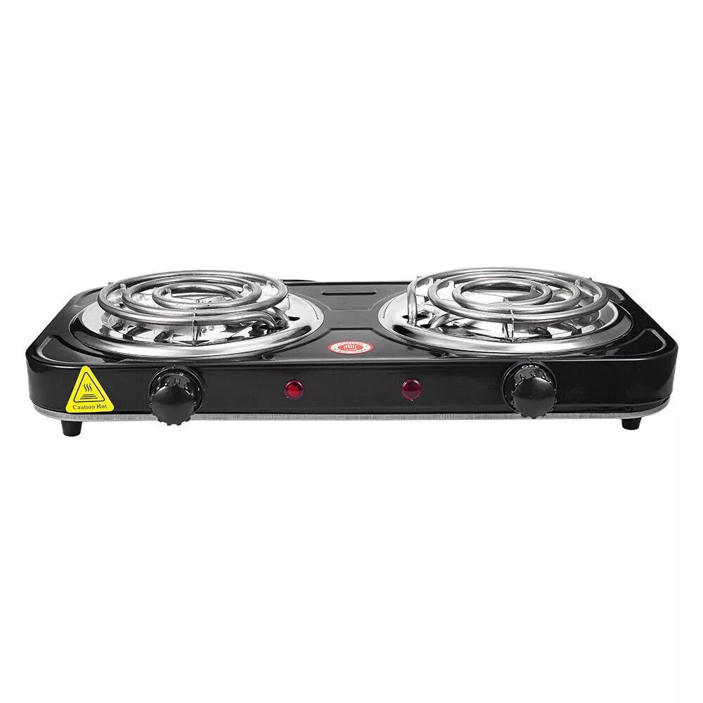 Beiled 2000W Electric Double Burner 110V Hot Plate Heating Cooktop Camping Dorm Stove Cooker with 5 Adjustable Temperatures