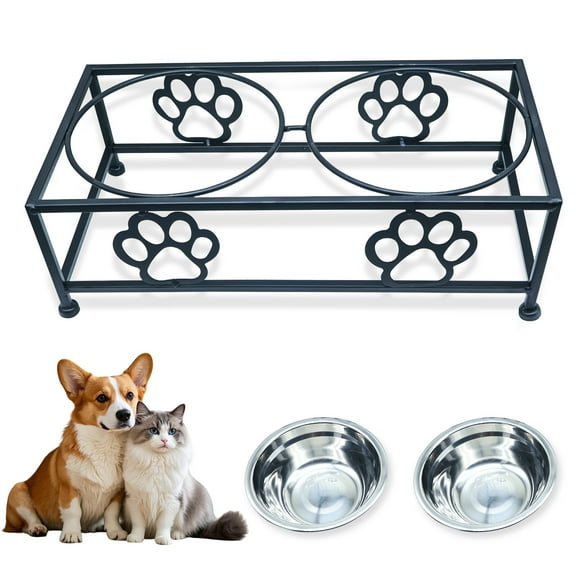 Elevated Dog Bowls Hongshifu Stainless Steel Dog - Cat Food Bowls and Holder for Cats & Small Dogs Raised Metal Wire Stand