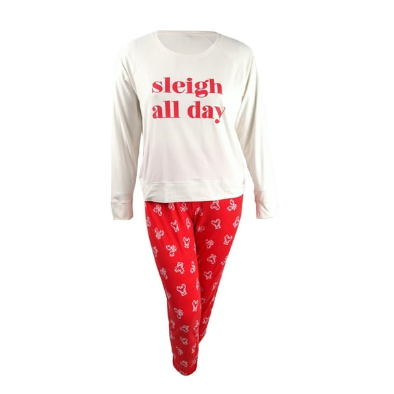 Jenni Jennifer Moore Women's Pajamas & Hair Scrunchie 3PC Set (L, Candy Canes)