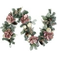 thumbnail image 3 of Northlight 6' Pink Floral and Ball Ornament Frosted Pine Artificial Christmas Garland, 3 of 9