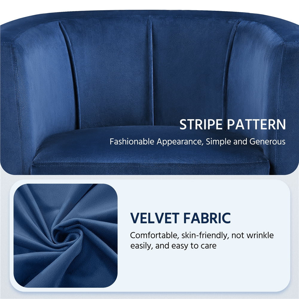 Alden Design Upholstered Accent Chair for Livingroom, Blue Velvet