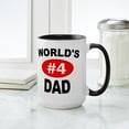 thumbnail image 4 of CafePress - World's #4 Dad | Large Mug - 15 oz Ceramic Large White Novelty Mug, 4 of 4